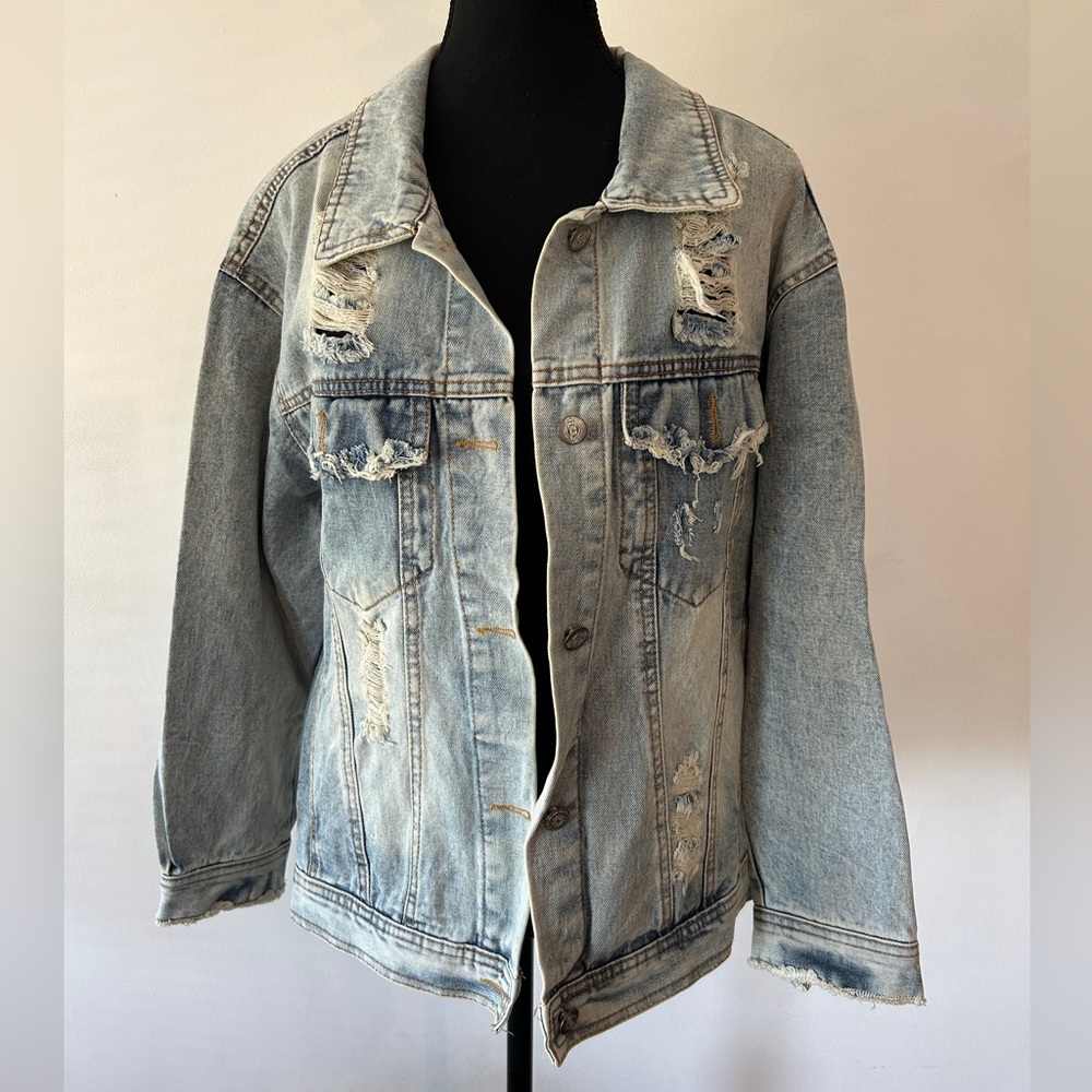 Distressed Light Blue Denim Jacket